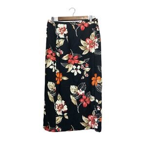 Alfred Dunner Women's Floral Maxi Skirt Red White Orange Black‎ Size 8